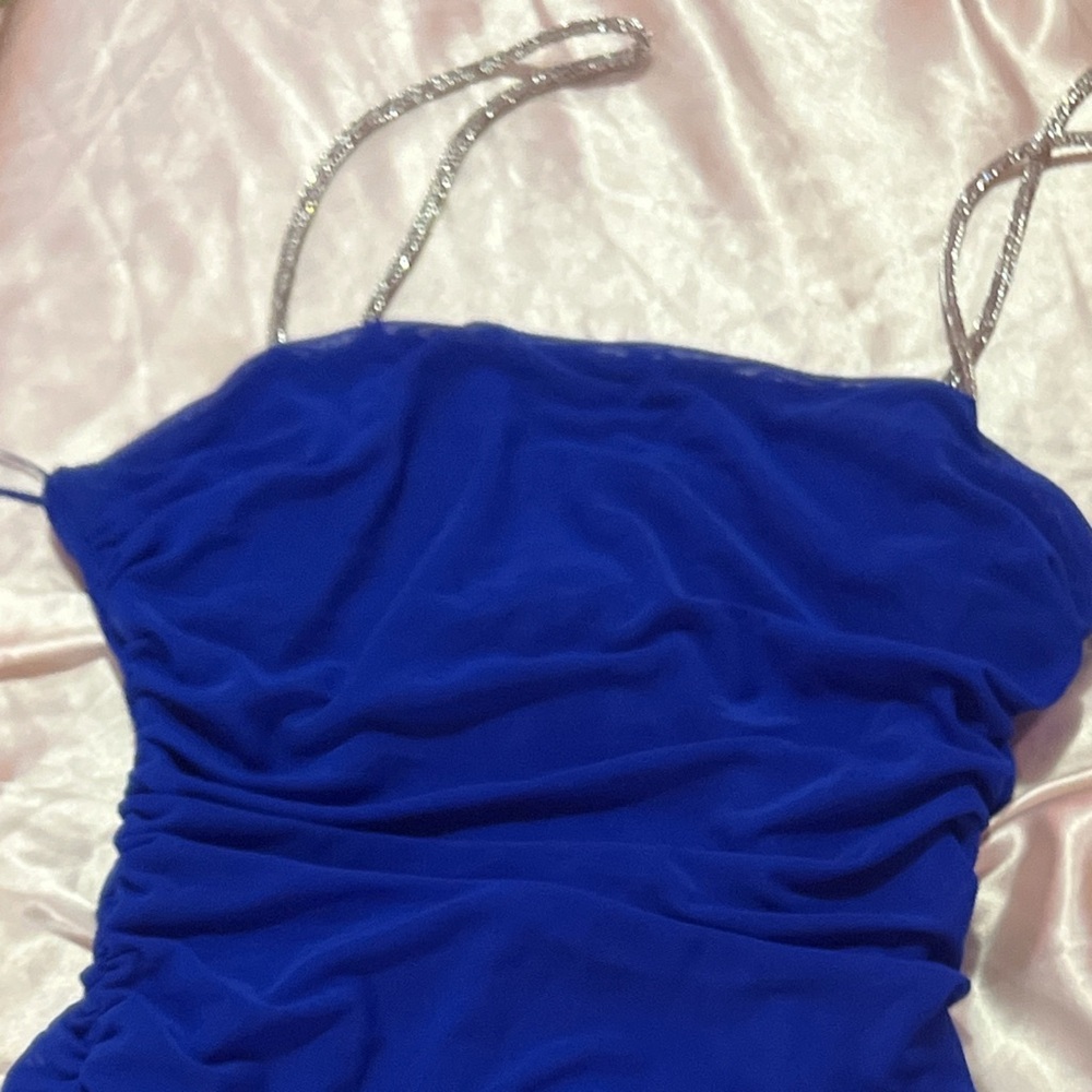 Blue Juniors Backless Mini Dress in Royal Blue